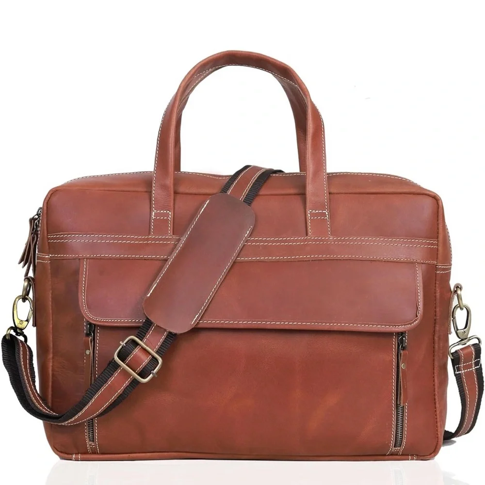 NWT HCL Briefcase Bag Full Grain Italian Leather,18